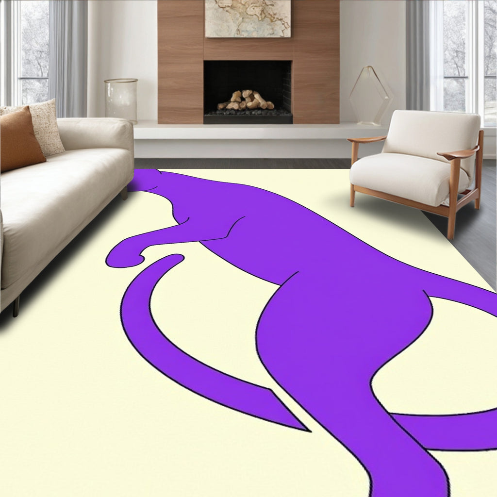 Purple Feline Silhouette Abstract Rug