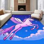 Whimsical Pink Pegasus Night Sky Rug