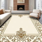 Elaborate Golden Scrollwork Decorative Frame Rug
