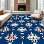 Regal White Blue Crested Medallion Rug