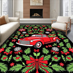 Vintage Red Truck Pine Garland Rug