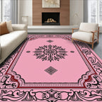 Pink Floral Medallion Bordered Rug