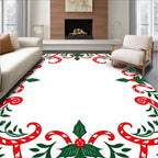 Red Green Holly Candy Cane Garland Rug