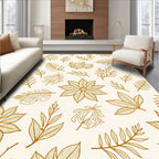 Golden Botanical Floral Arrangement Rug