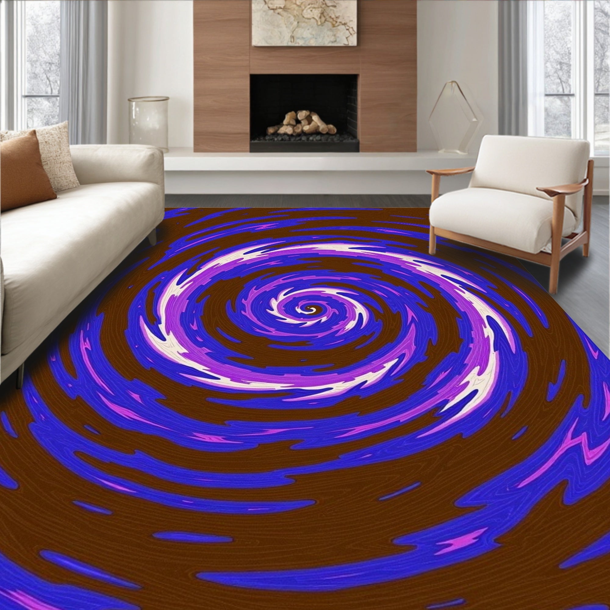 Deep Blue Amethyst Swirl Rug