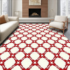 Crimson Lattice Geometric Rug