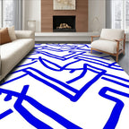 Bold Blue Abstract Geometric Lines Rug
