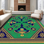 Emerald Blue Gold Symmetry Scroll Rug
