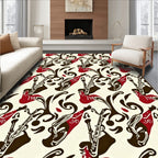 Retro Red Saxophone Musical Flow Rug