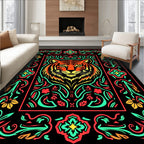 Bold Tiger Floral Border Rug