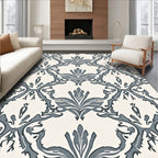 Vintage Gray Damask Scroll Rug