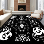 Gothic White Skull Fire Tribal Rug