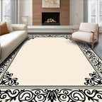 Black Ivory Scrollwork Frame Rug