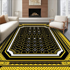 Bold Yellow Black Geometric Trellis Rug