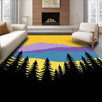 Purple Mountain Forest Landscape Sunset Rug