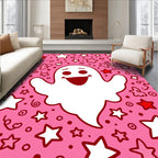 Playful Pink Ghost Star Mix Rug