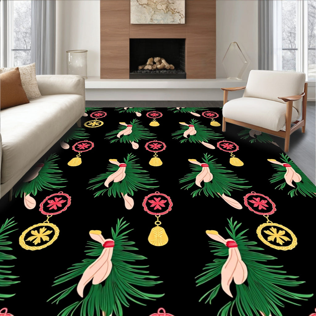 Crimson Pink Leafy Tree Ornate Rug