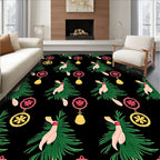 Crimson Pink Leafy Tree Ornate Rug