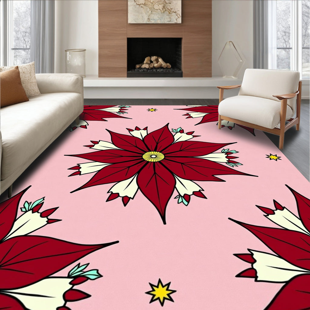 Crimson Floral Blossom Starlet Rug