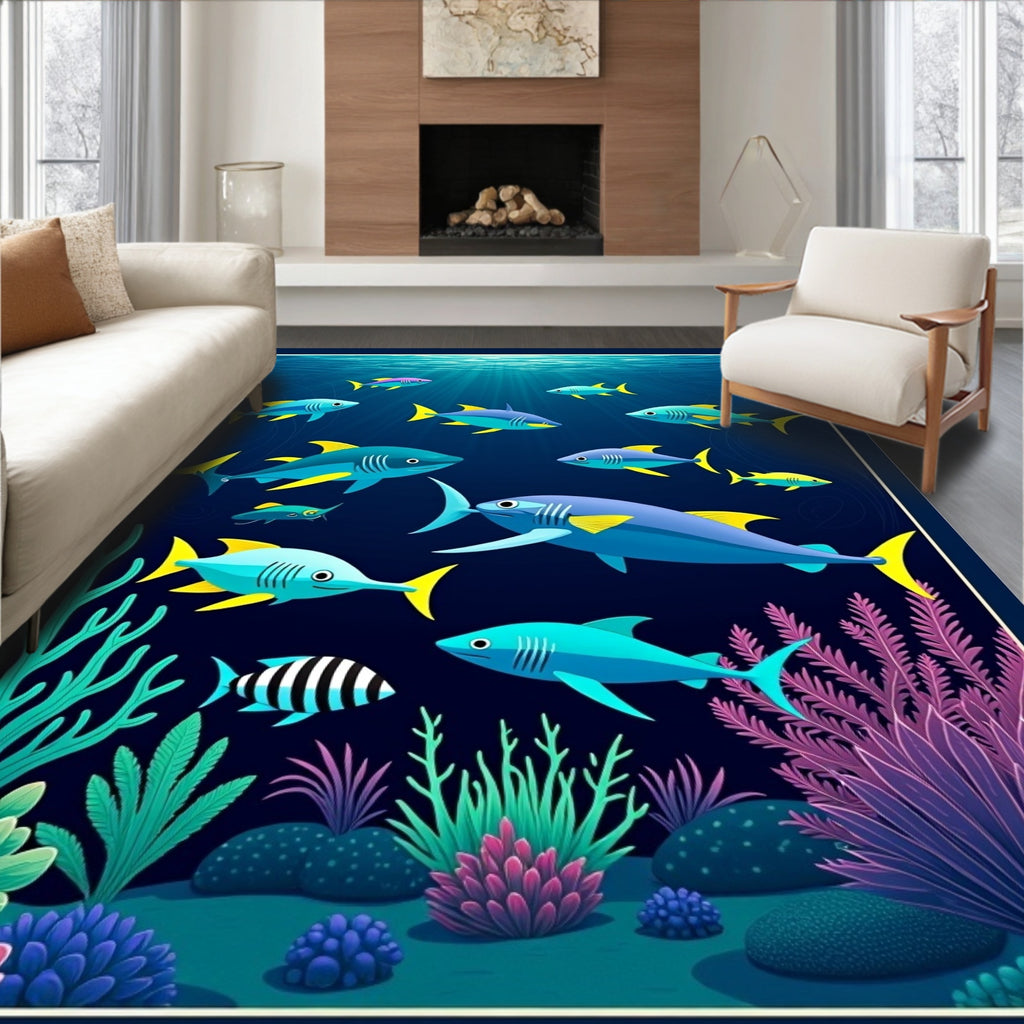 Playful Marine Life Ocean Scene Rug
