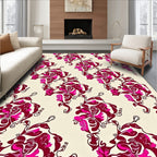 Rich Pink Floral Vine Motif Rug