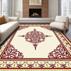 Burgundy Botanical Corner Medallion Rug
