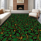 Emerald Green Laurel Berry Branches Rug