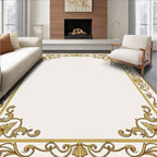 Ornate Gold Floral Corner Frame Rug