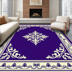 Deep Violet Floral Medallion Border Rug