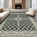 Deep Green Lattice Center Medallion Rug