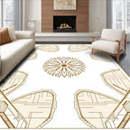 Art Deco Floral Geometric Medallion Brown Area Rug