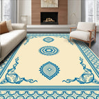 Blue Medallion Cream Border Rug