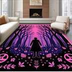 Eerie Pink Forest Silhouette Rug