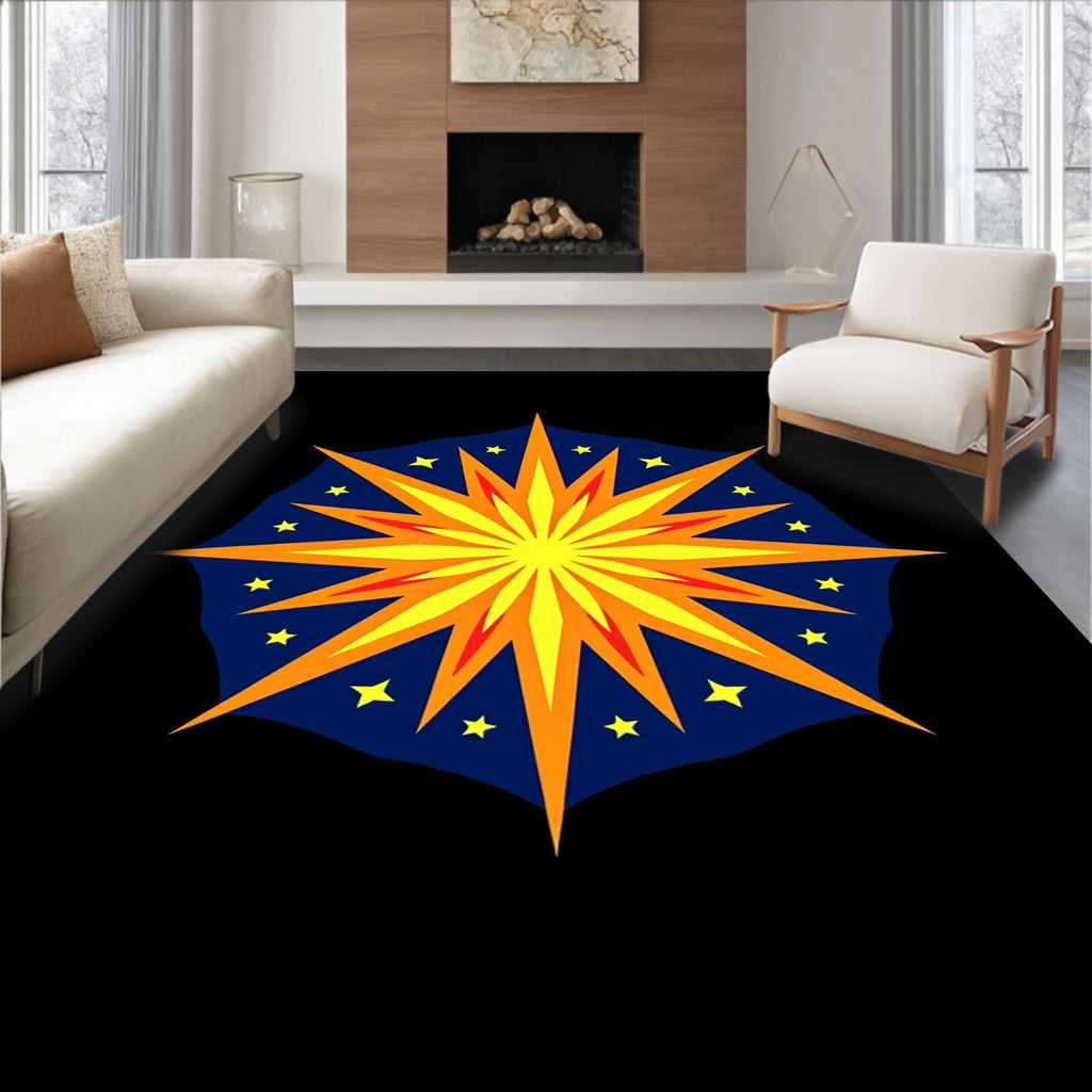 Radiant Sunburst Yellow Orange Starburst Rug