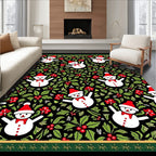 Charming Snowman Holly Berry Holiday Rug