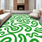 Bright Green Abstract Swirl Organic Rug