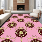Burgundy Floral Ornament Gold Chain Rug