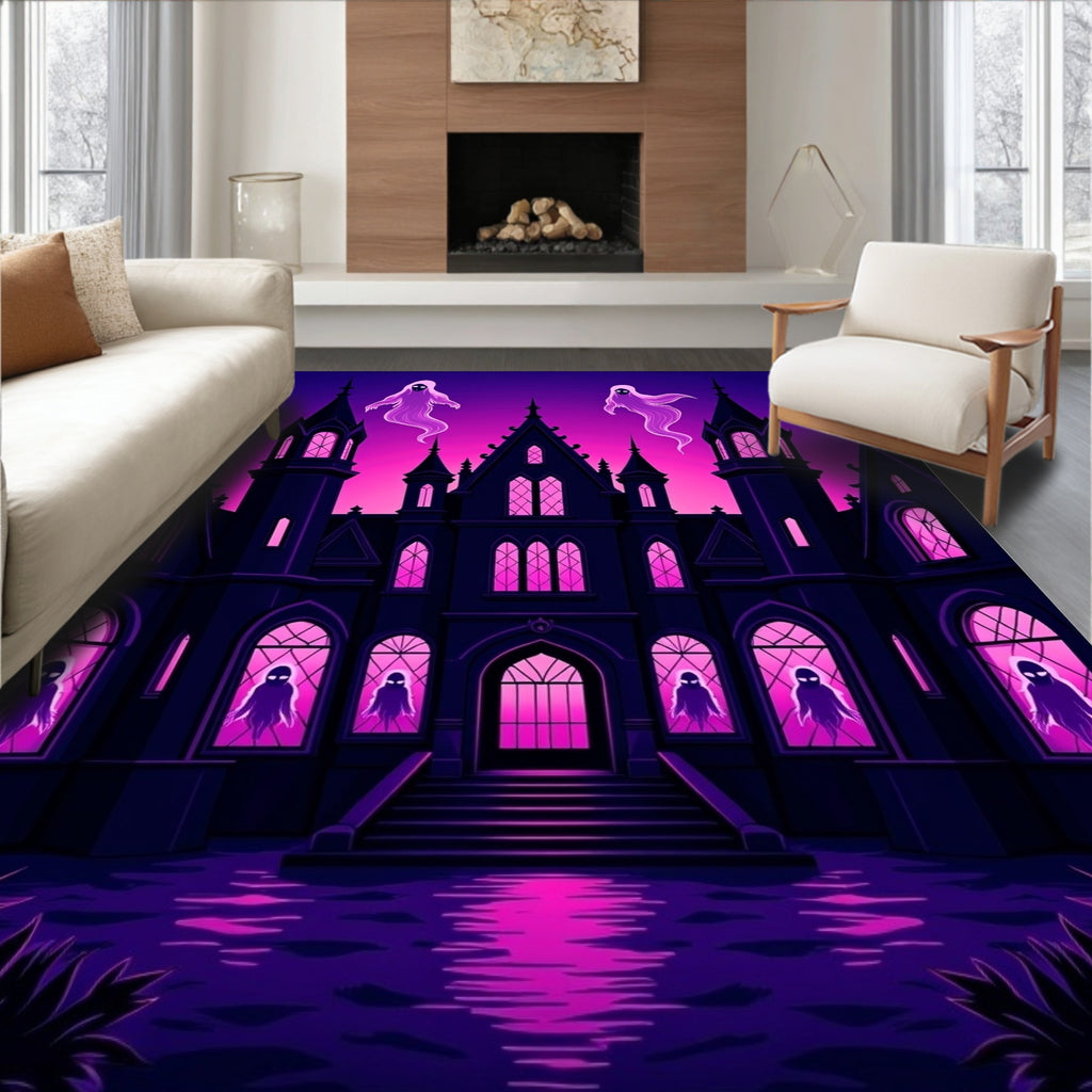 Haunted Gothic Mansion Ghost Scene Rug