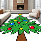 Whimsical Green Christmas Tree Ornaments Rug