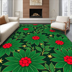 Emerald Green Poinsettia Berry Branches Rug