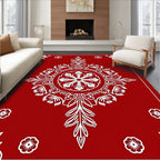 Crimson White Mandala Floral Layout Rug