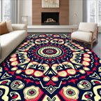 Bold Crimson Mandala Tribal Sun Rug