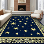 Navy Yellow Celestial Star Border Rug