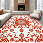 Crimson Sunburst Floral Medallion Rug
