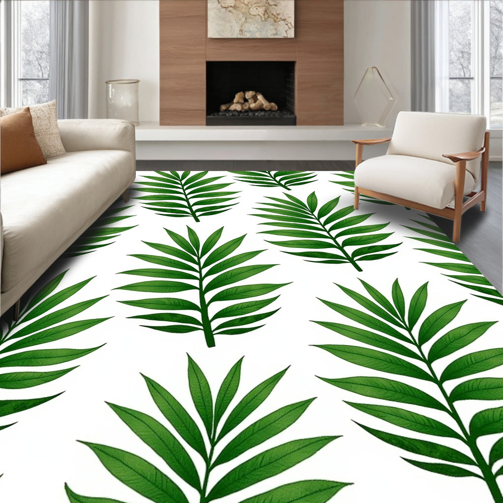 Emerald Green Frond Botanical Repeat Rug