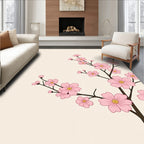 Pink Floral Branches on Cream Background Rug