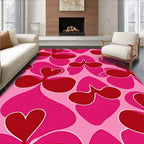Vibrant Pink Hearts Floral Abstract Rug