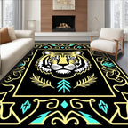 Bold Yellow Tiger Tribal Frame Rug