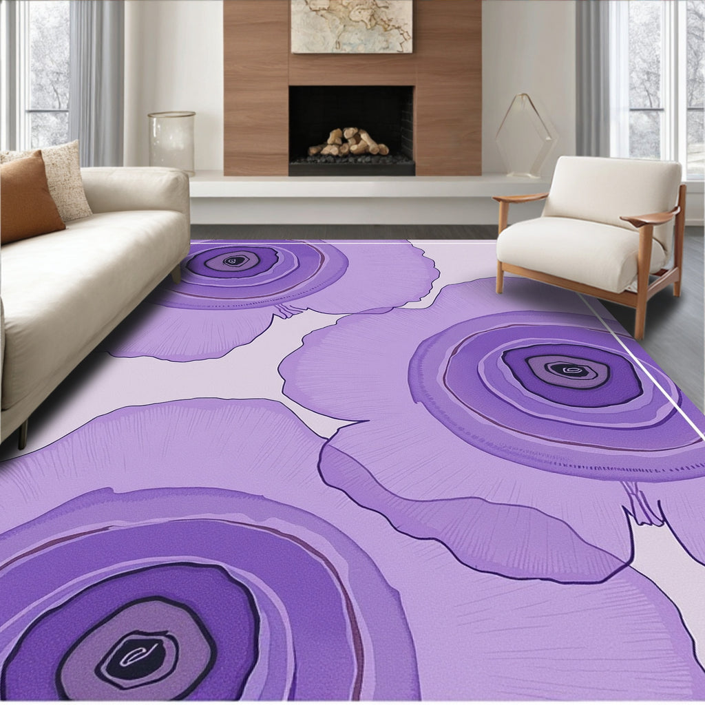 Lavender Floral Petal Close Up Rug