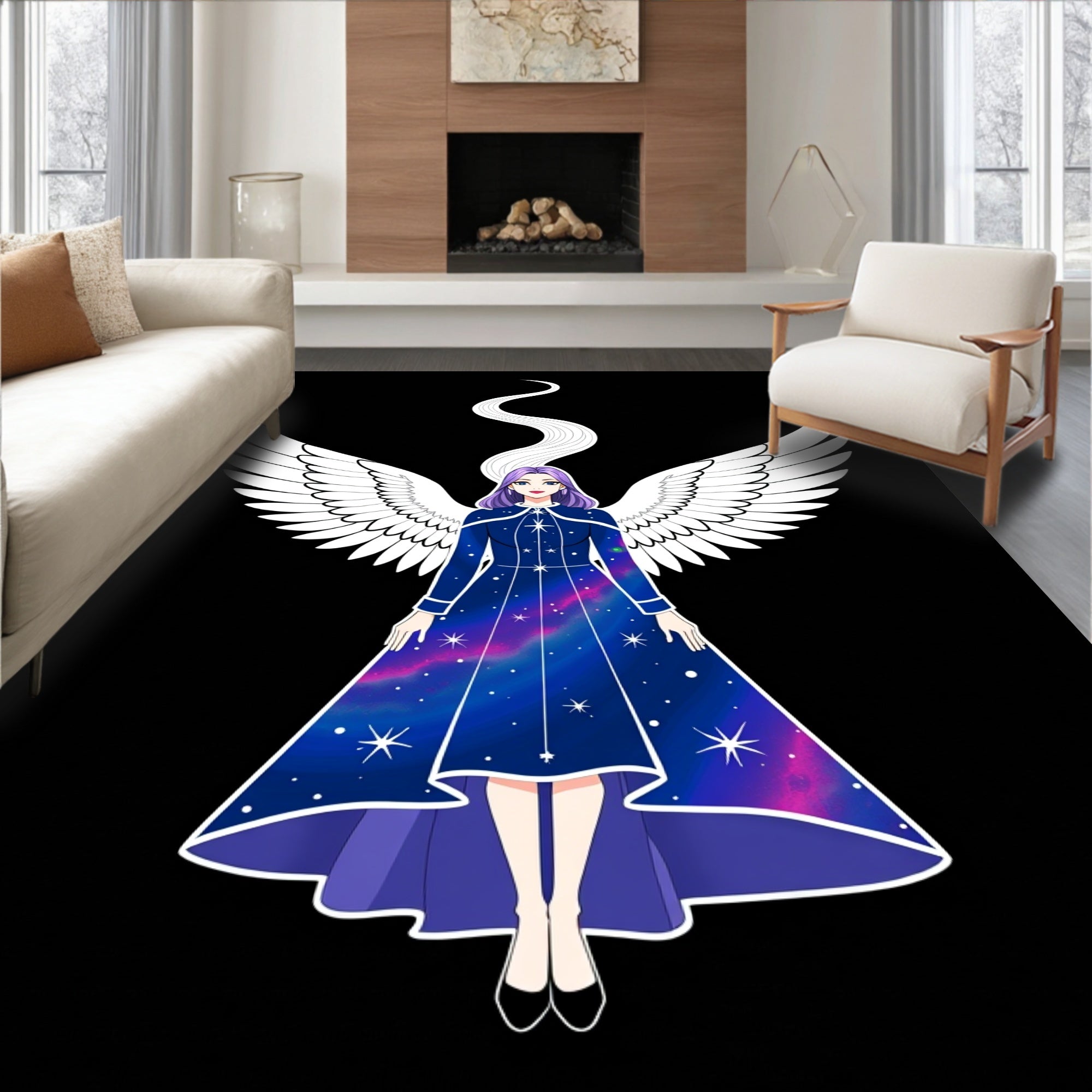 Cosmic Angel Starry Night Coat Rug